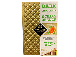 Шоколад горький 72% 90гр металлический пенал с Сицилийским апельсином "Томер" 1*10