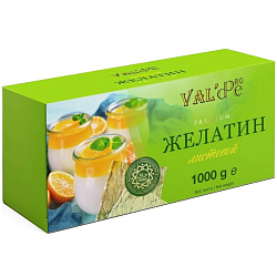 Желатин листовой пищевой говяжий коробка 1кг "Val'de" 180 блюм 1*10